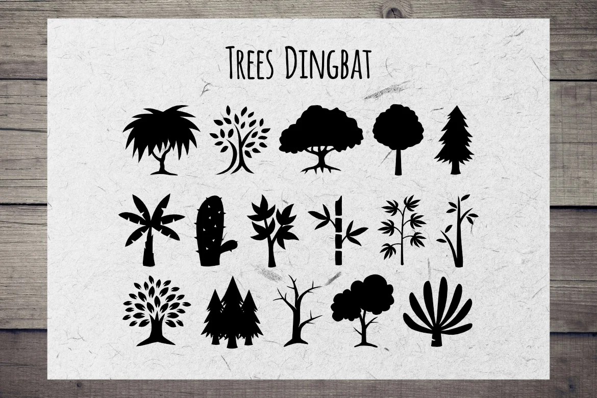 Trees Dingbat by LebahStudio — Dingbats Font