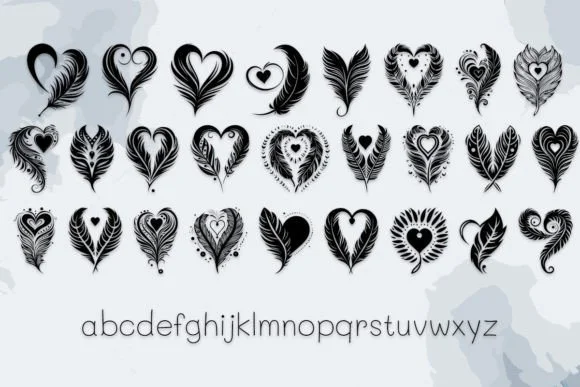 Tribal Feather Heart by MOMAT THIRTYONE — Dingbats Font — thumbnail 3