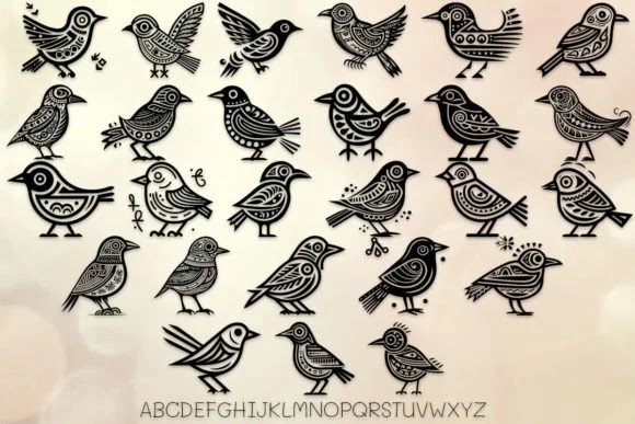 Tribal Sparrow Bird by MOMAT THIRTYONE — Dingbats Font — thumbnail 2