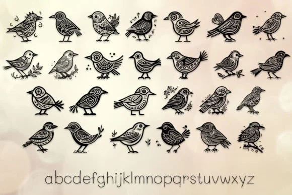 Tribal Sparrow Bird by MOMAT THIRTYONE — Dingbats Font — thumbnail 3