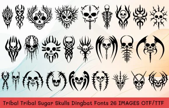 Tribal Tribal Sugar Skulls by MOMAT THIRTYONE — Dingbats Font
