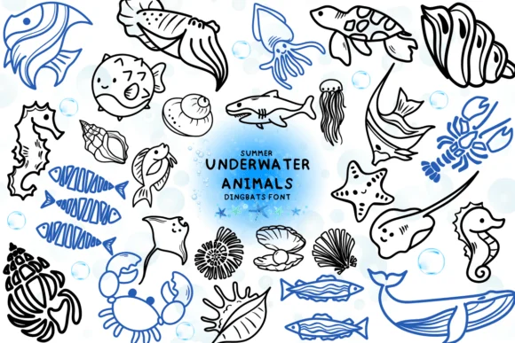 Underwater Animals by Bee piyanuch — Dingbats Font