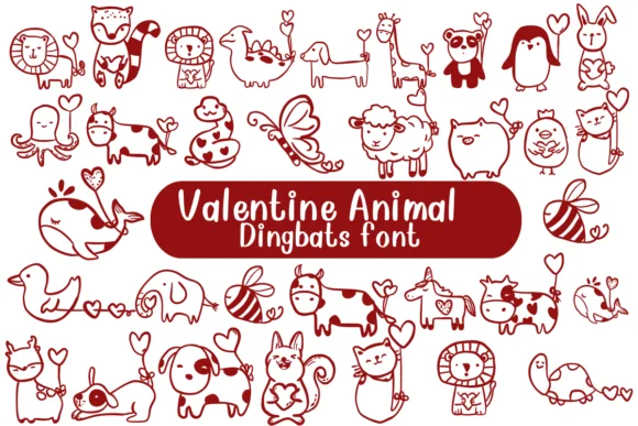 Valentine Animal by Nongyao — Dingbats Font
