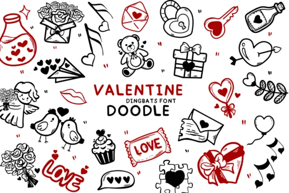 Valentine Doodle by Bee piyanuch — Dingbats Font