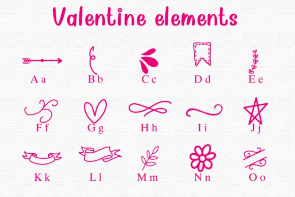 Valentine Elements by Nongyao — Dingbats Font — thumbnail 2