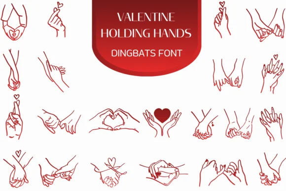 Valentine Holding Hands by Heartcraft Atelier — Dingbats Font