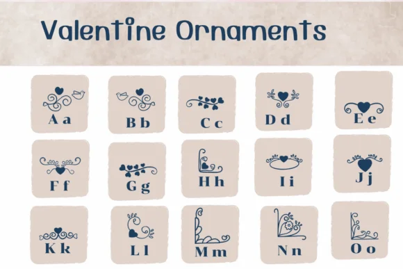 Valentine Ornaments by Ketsarin — Dingbats Font — thumbnail 2