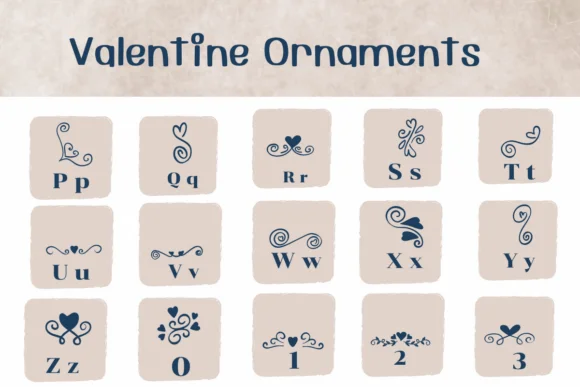 Valentine Ornaments by Ketsarin — Dingbats Font — thumbnail 3