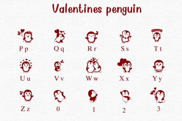 Valentine Penguin by Nongyao — Dingbats Font — thumbnail 3