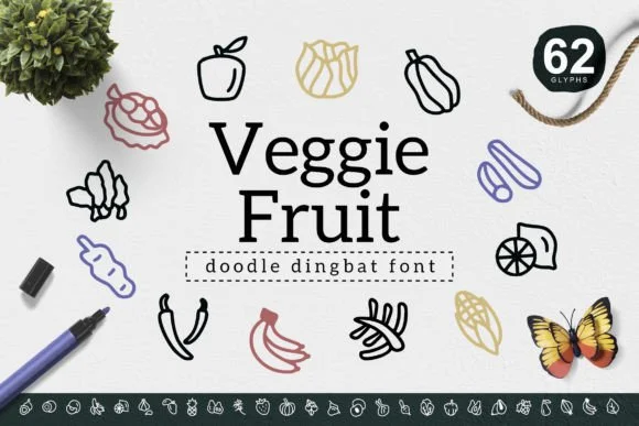 Veggie Fruit by YandiDesigns — Dingbats Font