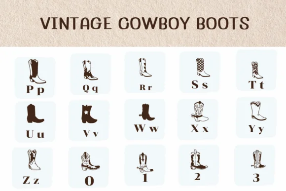 Vintage Cowboy Boots by Ketsarin — Dingbats Font — thumbnail 3