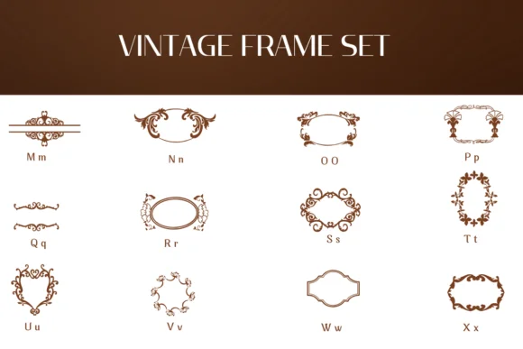 Vintage Frame Set by Heartcraft Atelier — Dingbats Font — thumbnail 3