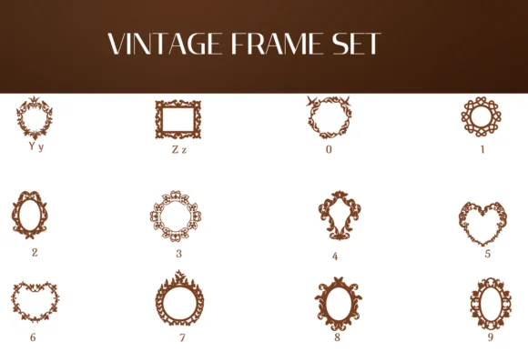Vintage Frame Set by Heartcraft Atelier — Dingbats Font — thumbnail 4