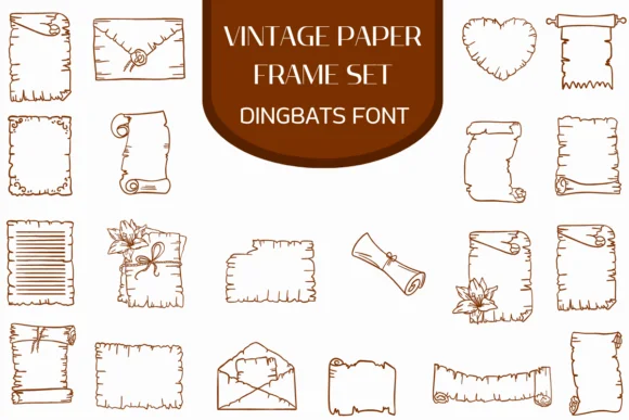 Vintage Paper Frame Set by Heartcraft Atelier — Dingbats Font