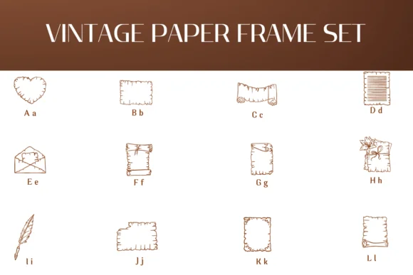 Vintage Paper Frame Set by Heartcraft Atelier — Dingbats Font — thumbnail 2