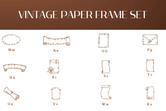 Vintage Paper Frame Set by Heartcraft Atelier — Dingbats Font — thumbnail 3