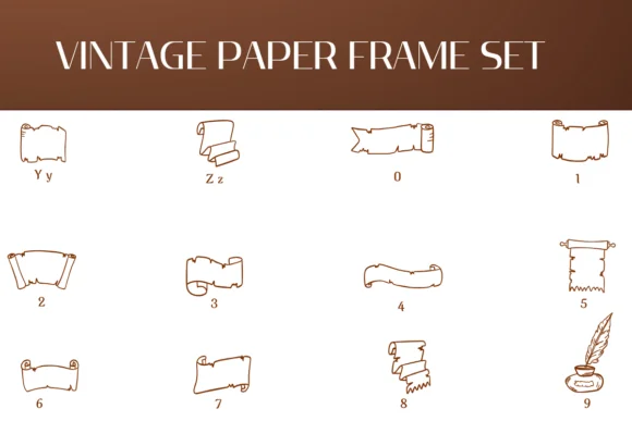 Vintage Paper Frame Set by Heartcraft Atelier — Dingbats Font — thumbnail 4