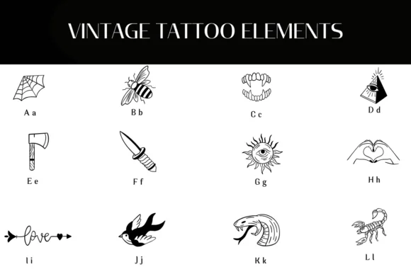 Vintage Tattoo Elements by Heartcraft Atelier — Dingbats Font — thumbnail 2