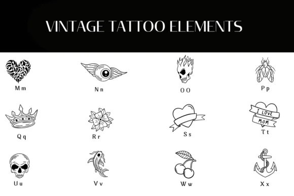 Vintage Tattoo Elements by Heartcraft Atelier — Dingbats Font — thumbnail 3