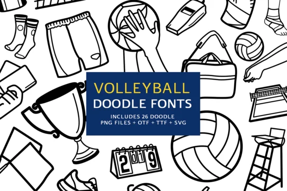 Volleyball Doodle Font by digitalplannerland β Dingbats Font