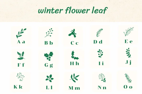 Winter Flower Leaf by Ketsarin — Dingbats Font — thumbnail 2