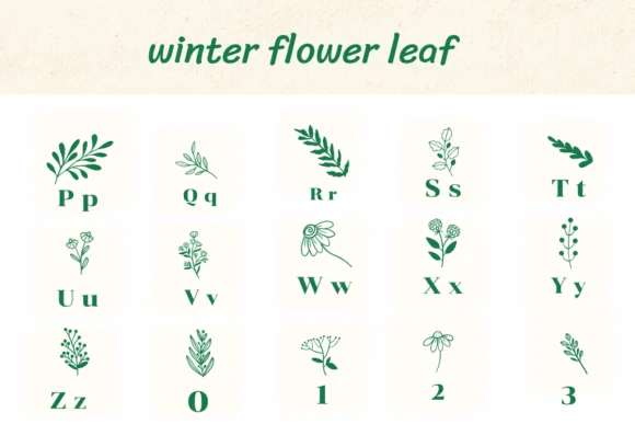 Winter Flower Leaf by Ketsarin — Dingbats Font — thumbnail 3