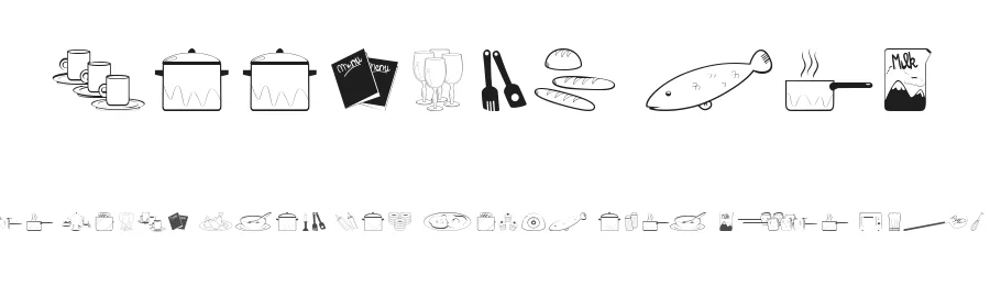 Cooking Set by dcoxy - Greg Medina — Dingbats Font