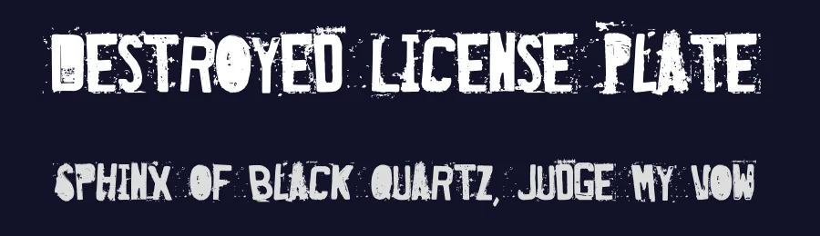 Destroyed License Plate by Damien Gosset — Decorative Font — thumbnail 2