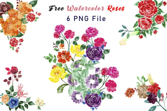 Digital Watercolor Floral Clipart Free Graphic