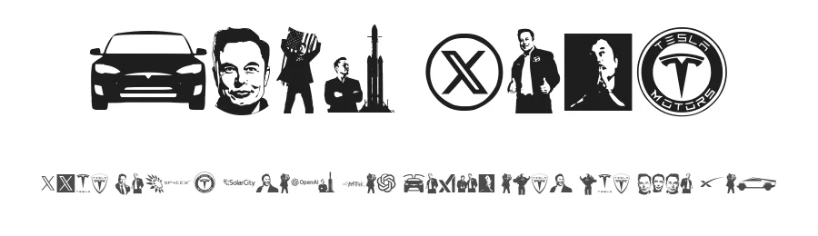 Elon Musk by Woodcutter β Dingbats Font
