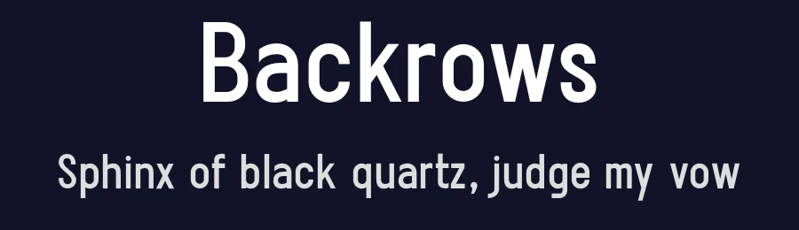 Backrows by Kiya — Display Font — thumbnail 2