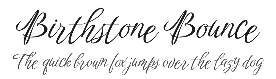 Birthstone Bounce by Robert E. Leuschke — Script Handwritten Font