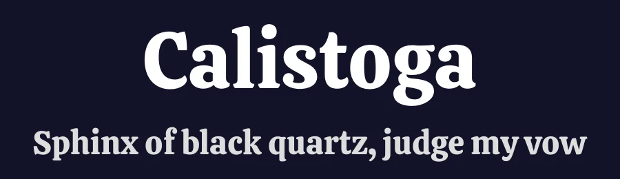 Calistoga by Yvonne Schuttler, Eben Sorkin — Serif Font — thumbnail 2