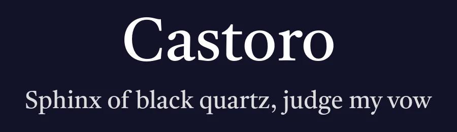 Castoro by John Hudson with Paul Hanslow and Kaja Słojewska. — Serif Font — thumbnail 2
