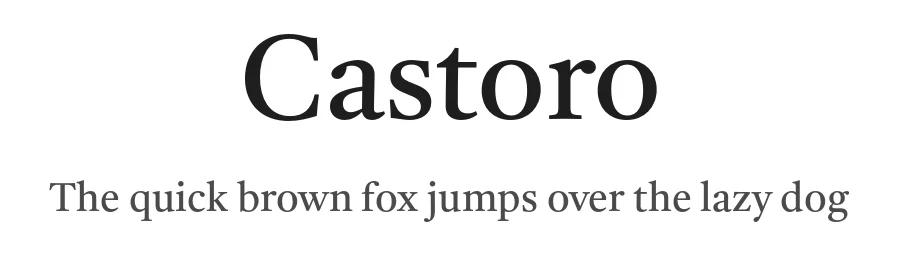 Castoro by John Hudson with Paul Hanslow and Kaja Słojewska. — Serif Font