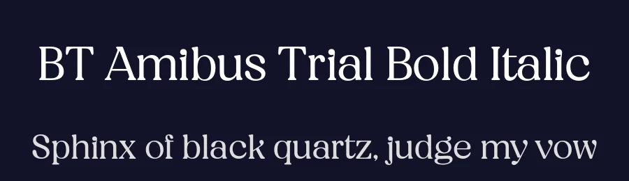 BT Amibus Trial Bold Italic by Quang N. Ngo — Display Font — thumbnail 2