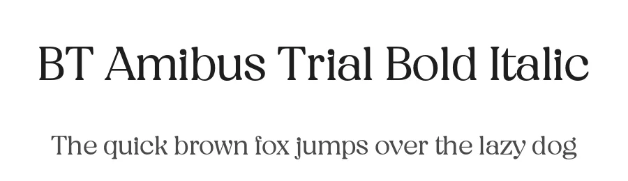 BT Amibus Trial Bold Italic by Quang N. Ngo — Display Font