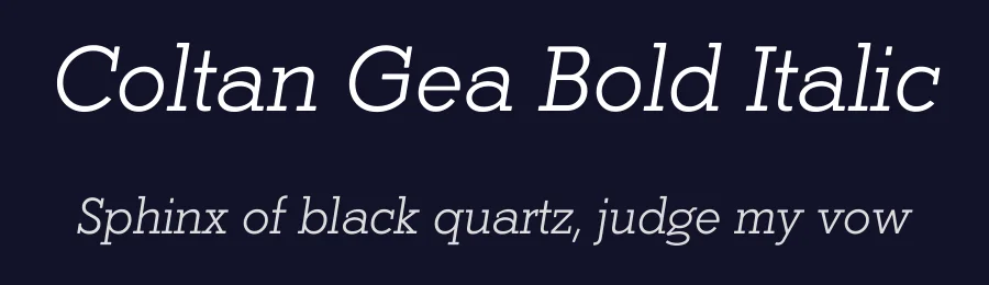 Coltan Gea Bold Italic by Fernando Haro — Display Font — thumbnail 2