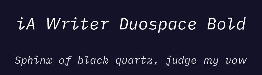 iA Writer Duospace Bold by Mike Abbink, Bold Monday, modified by Oliver Reichenstein — Display Font — thumbnail 2