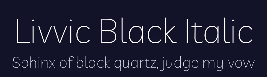 Livvic Black Italic by Jacques Le Bailly, Baron von Fonthausen — Display Font — thumbnail 2