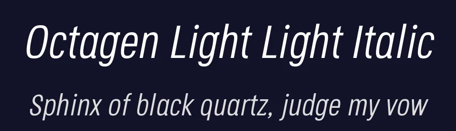 Octagen Light Light Italic by Fernando Haro — Sans Font — thumbnail 2