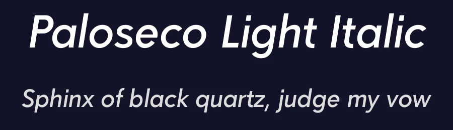 Paloseco Light Italic by Fernando Haro — Display Font — thumbnail 2