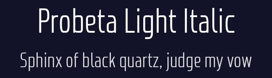 Probeta Light Italic by Fernando Haro — Display Font — thumbnail 2