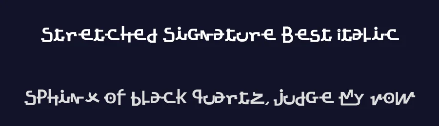 Stretched Signature Best Italic by Typeface \ Galdino Otten. All Rights Reserved Version 2.5 november 24, 2009 — Display Font — thumbnail 2