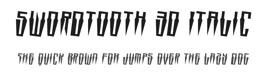 Swordtooth 3D Italic by Daniel Zadorozny — Display Font