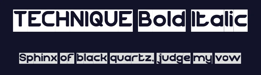 TECHNIQUE Bold Italic by http://www.dafont.com/wino-s-kadir.d2209 — Display Font — thumbnail 2