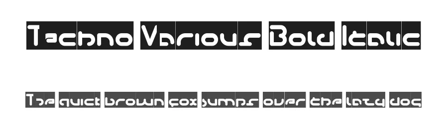 Techno Various Bold Italic by http://www.dafont.com/wino-s-kadir.d2209 — Display Font