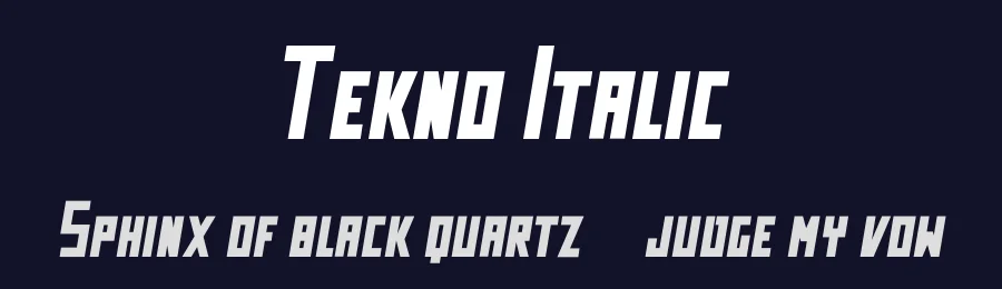 Tekno Italic by Corey Mitchell — Display Font — thumbnail 2