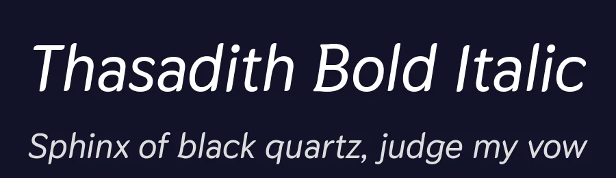 Thasadith Bold Italic by Cadson Demak Co.,Ltd. — Display Font — thumbnail 2