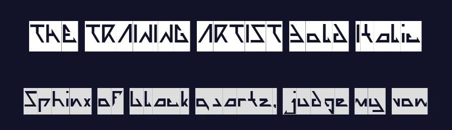 THE TRAINING ARTIST Bold Italic by http://www.dafont.com/wino-s-kadir.d2209 — Display Font — thumbnail 2
